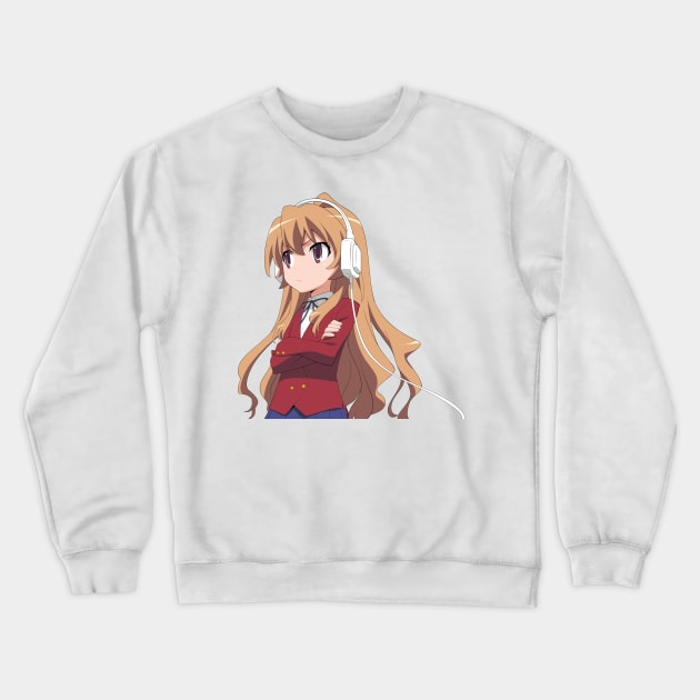 ToraDora Taiga Headphones Crewneck Sweatshirt by KokoroPopShop